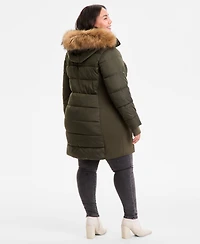 Michael Kors Plus Faux-Fur-Trim Hooded Puffer Coat, Exclusively at Macy's