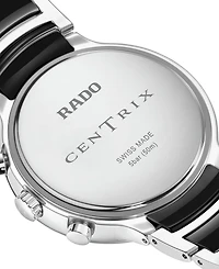 Rado Unisex Swiss Chronograph Centrix Black Ceramic & Stainless Steel Bracelet Watch 41mm