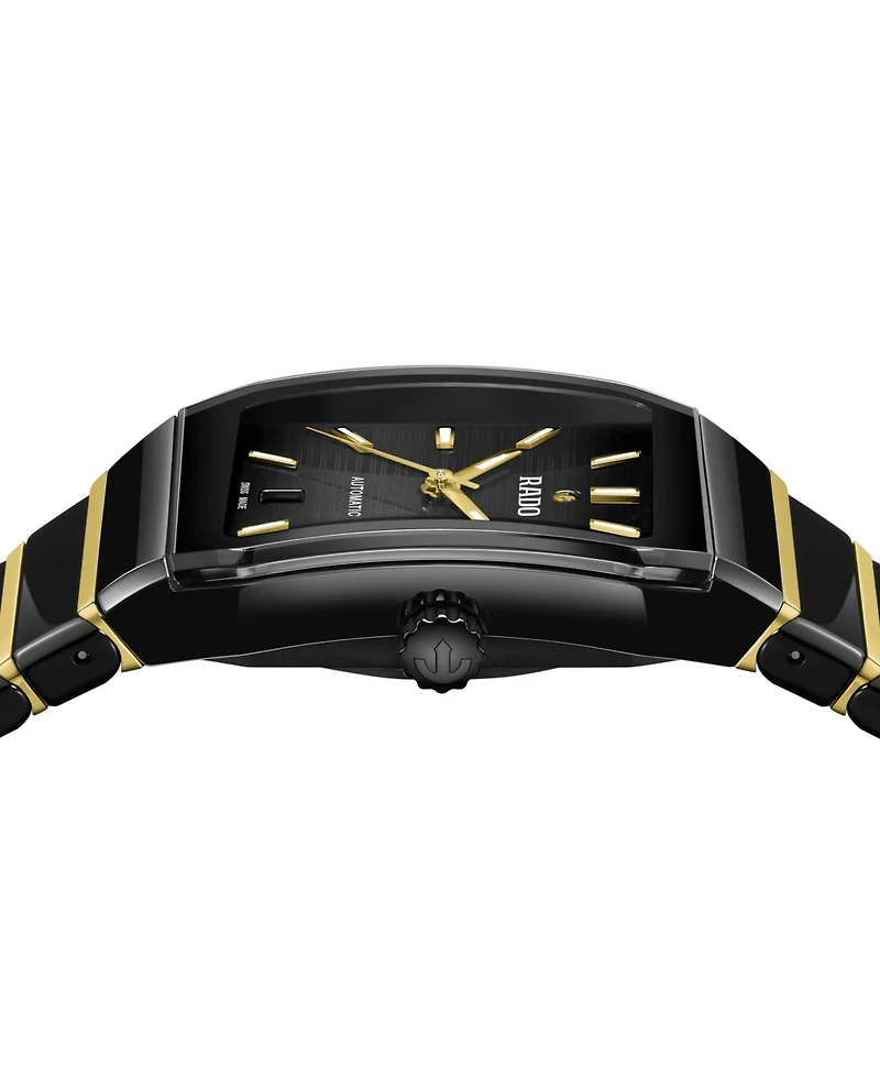 Rado Unisex Swiss Automatic Anatom Gold Pvd Stainless Steel & Black Ceramic Bracelet Watch 33mm