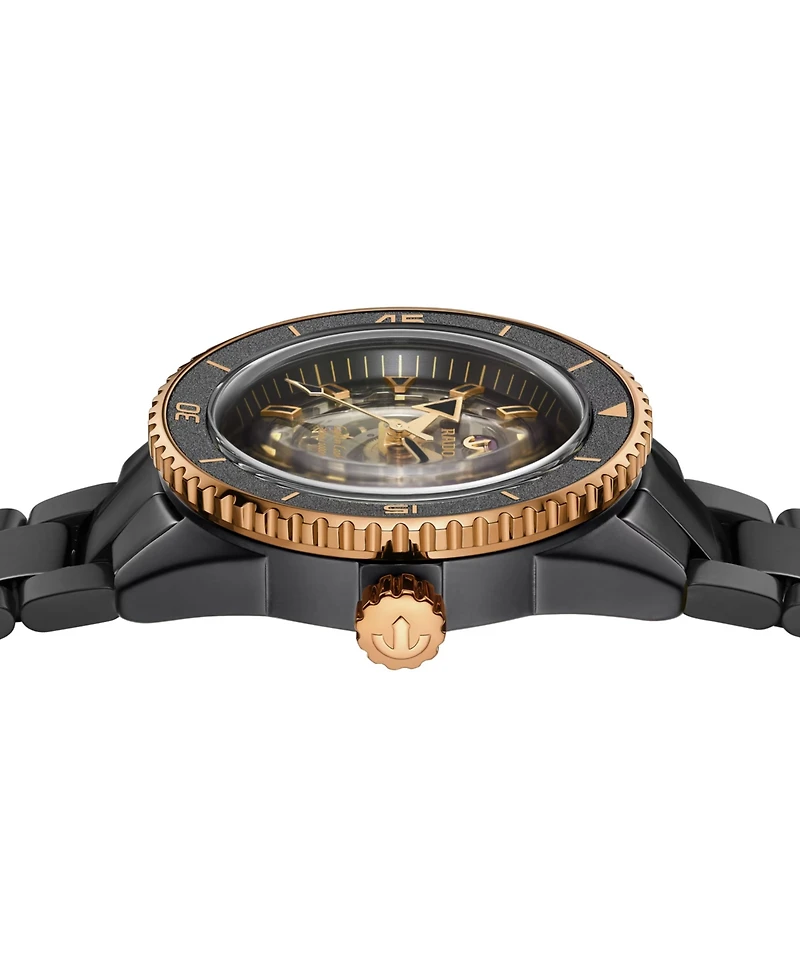 Rado Men's Swiss Automatic Captain Cook Skeleton Black High-Tech Ceramic Bracelet Watch 43mm
