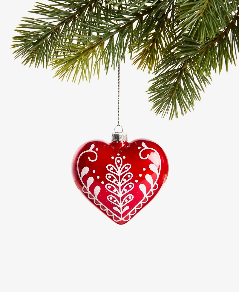 Holiday Lane Nordic Wonderland Glass Heart Ornament, Macy's Exclusive