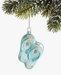 Holiday Lane Seaside Glass Glittered Flip-Flops Ornament, Macy's Exclusive