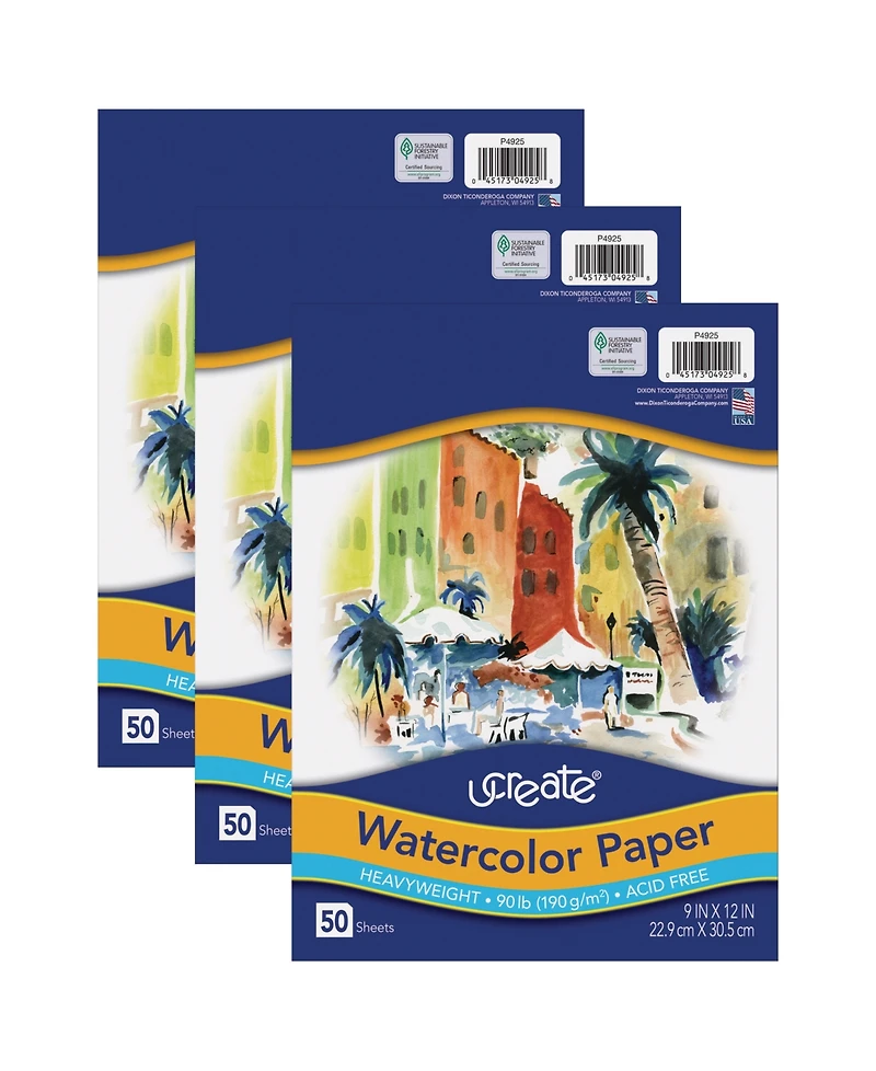 UCreate Watercolor Paper, Pack of 3