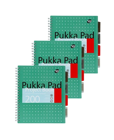 Pukka Pads Metallic Green Letter Sized Subject Divider Notebook, Pack of 3