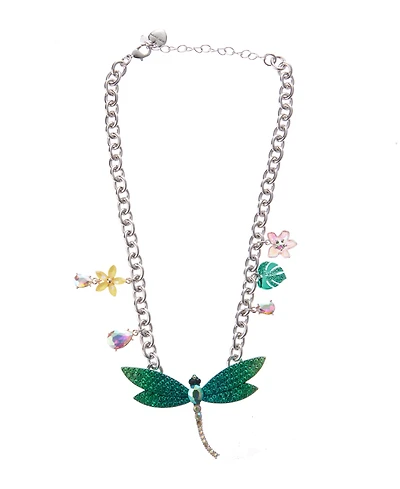 Betsey Johnson Faux Stone Garden Glam Dragonfly Bib Necklace