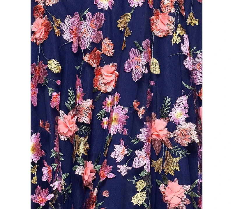 Xscape Petite Off-The-Shoulder Embroidered Midi Dress
