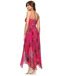 Xscape Petite V-Neck Empire-Waist Pleated Gown