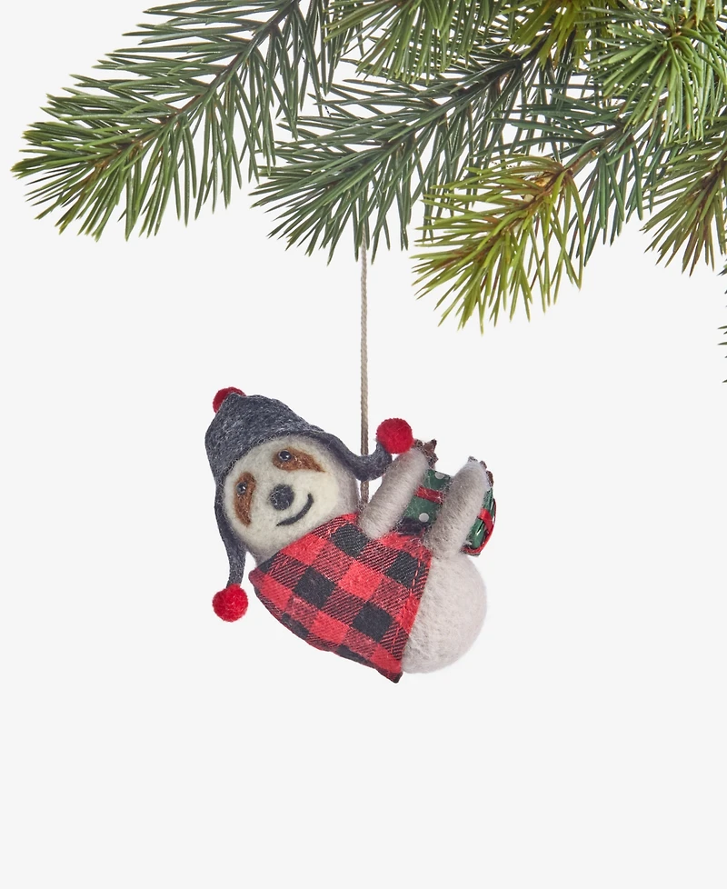 Holiday Lane Tiny Tidings Wool Sloth Ornament, Macy's Exclusive