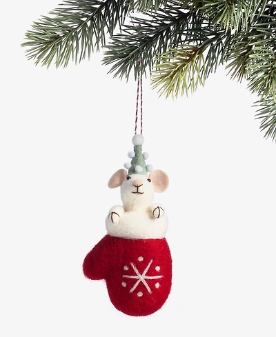 Holiday Lane Tiny Tidings Felted Mitten Mouse Ornament, Macy's Exclusive