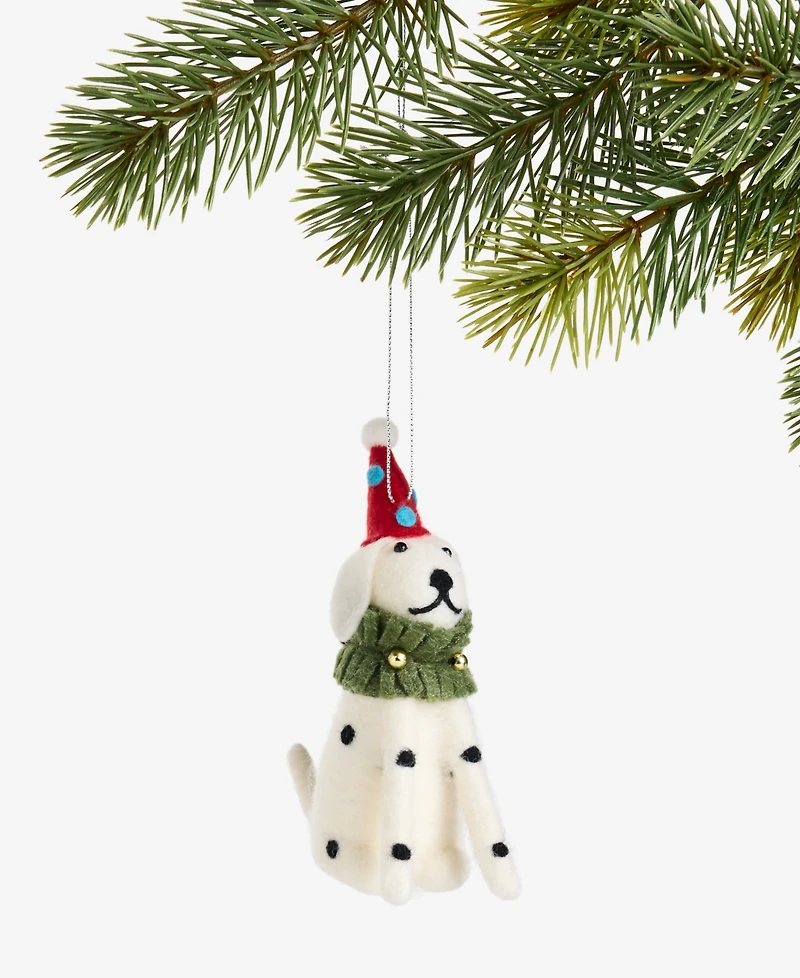 Holiday Lane Tiny Tidings Felted Dog with Hat Ornament, Macy's Exclusive