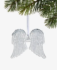 Holiday Lane Blessed Glass Feather-Trim Wings Ornament, Macy's Exclusive
