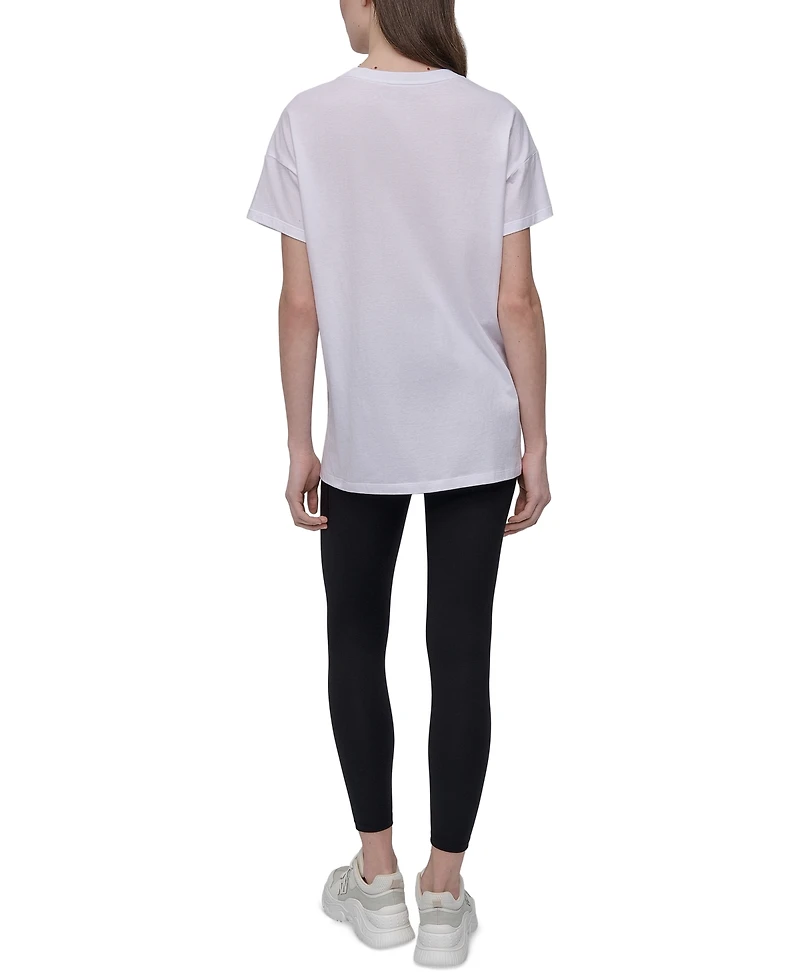 Dkny Sports Women's Rhinestone-Logo Drop-Shoulder T-Shirt