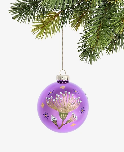 Holiday Lane Enchanted Forest Pink Floral Ball Ornament, Macy's Exclusive