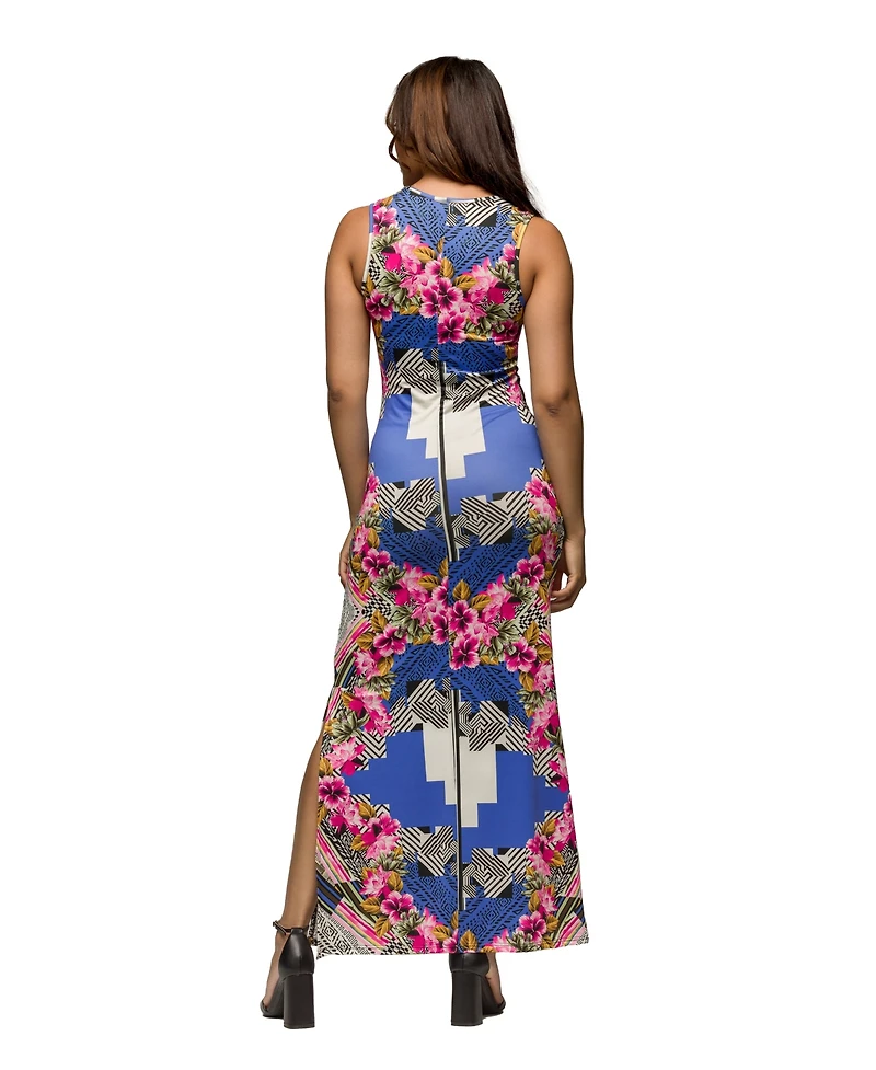 24seven Comfort Apparel Women's Sleeveless Side Slit Maxi Dress