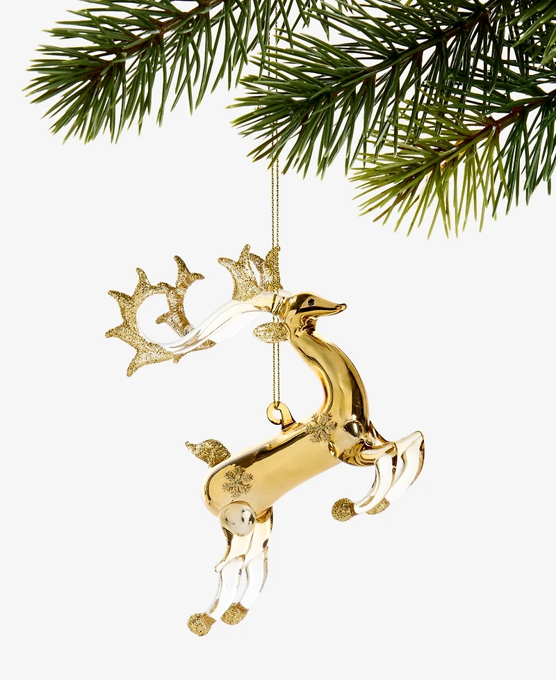 Holiday Lane Gilded Glamour Glass Deer Ornament, Macy's Exclusive