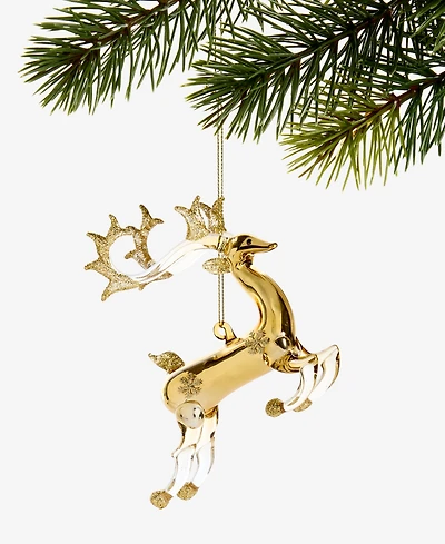 Holiday Lane Gilded Glamour Glass Deer Ornament, Macy's Exclusive