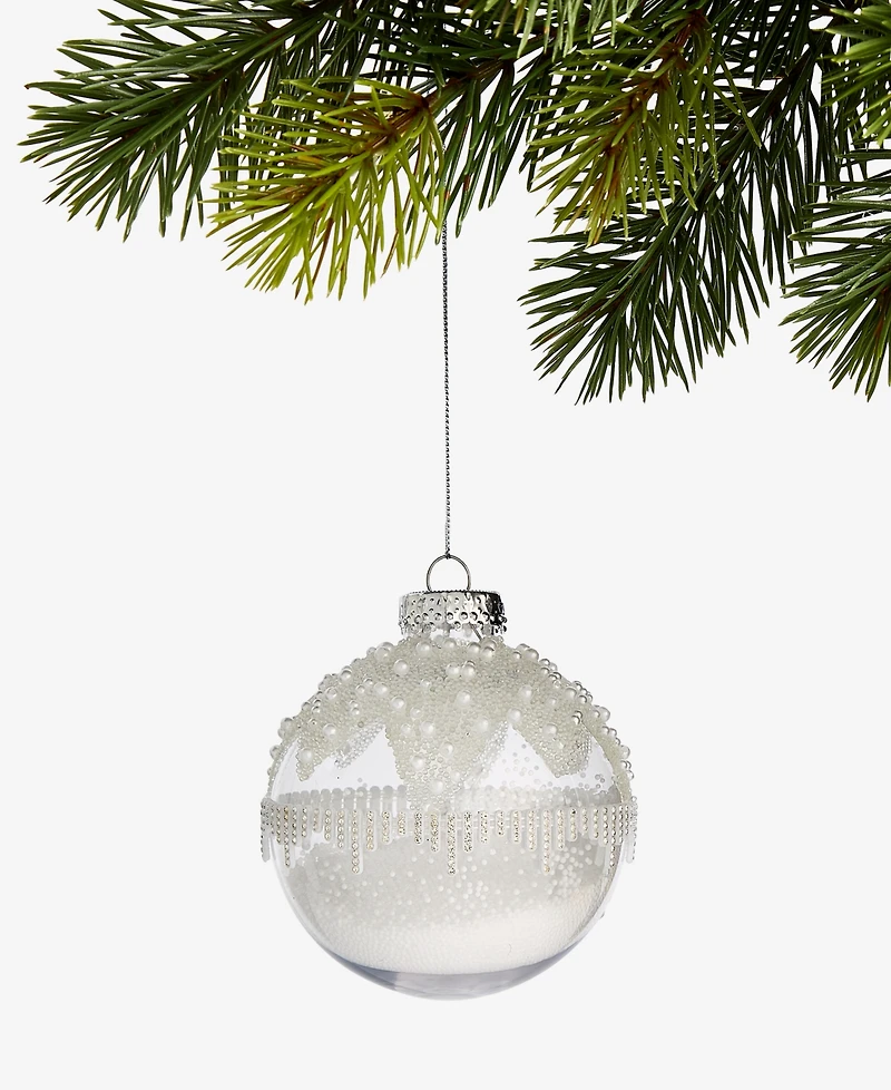 Holiday Lane Iced Delight Silver Ball Ornament, Macy's Exclusive