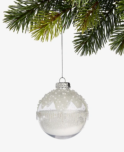 Holiday Lane Iced Delight Silver Ball Ornament, Macy's Exclusive