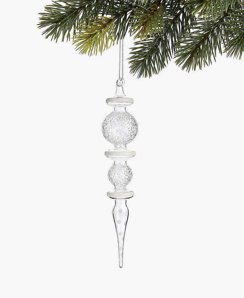 Holiday Lane Iced Delight Glass Bubble Finial Ornament, Macy's Exclusive