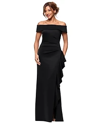 Xscape Women's Off-The-Shoulder Ruffled Side-Slit Gown