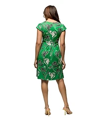 24seven Comfort Apparel Women's Cap Sleeve V Neck Knee Length Pocket Dress