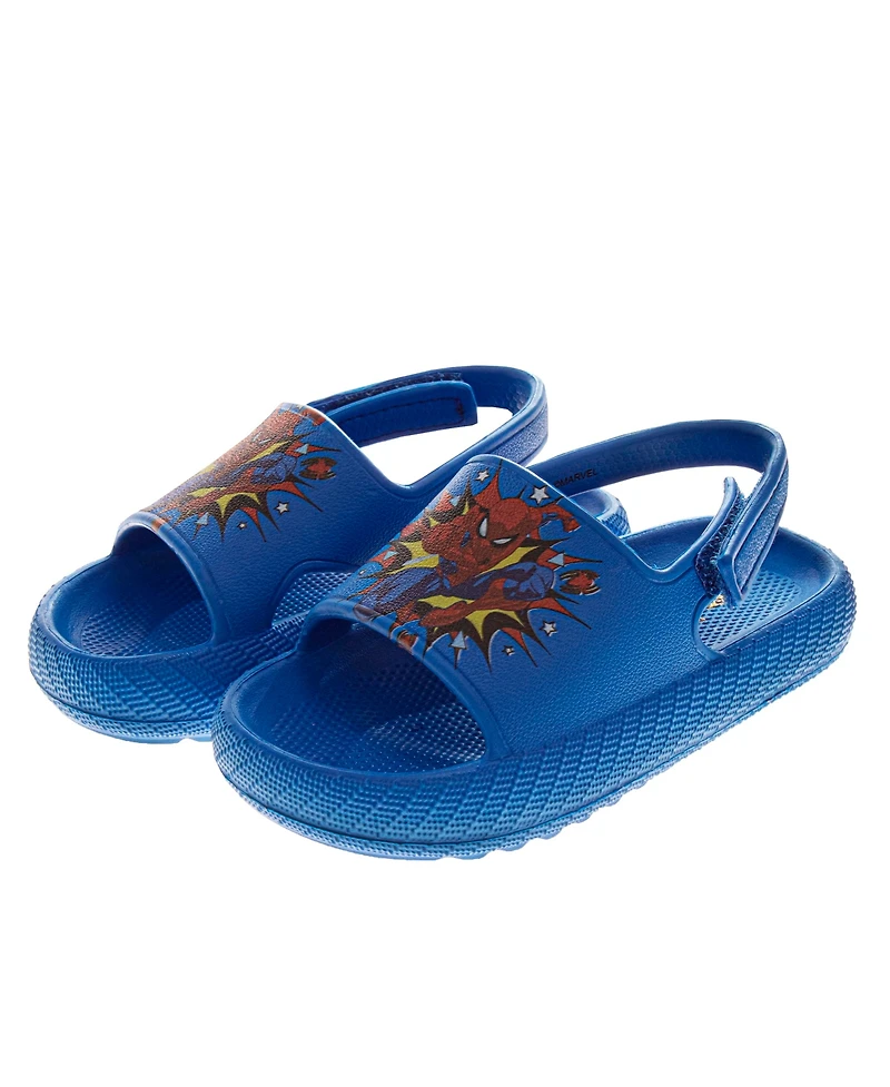 Spider-Man Toddler Boys Marvel Hook and Loop Backstrap Slides