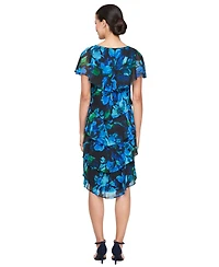 Sl Fashions Women's Printed Tiered-Layered Chiffon Dress