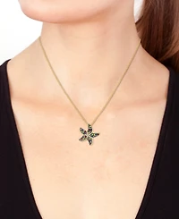 Effy Multi-Sapphire (1/2 ct. t.w.), Green Garnet (1/6 ct. t.w.) & Diamond (1/6 ct. t.w.) Starfish 18" Pendant Necklace in 14k Gold
