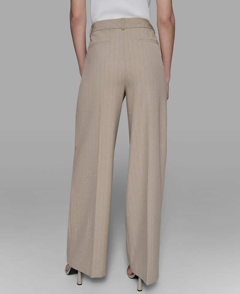 Karl Lagerfeld Paris Women's Embellished Pinstriped Pants