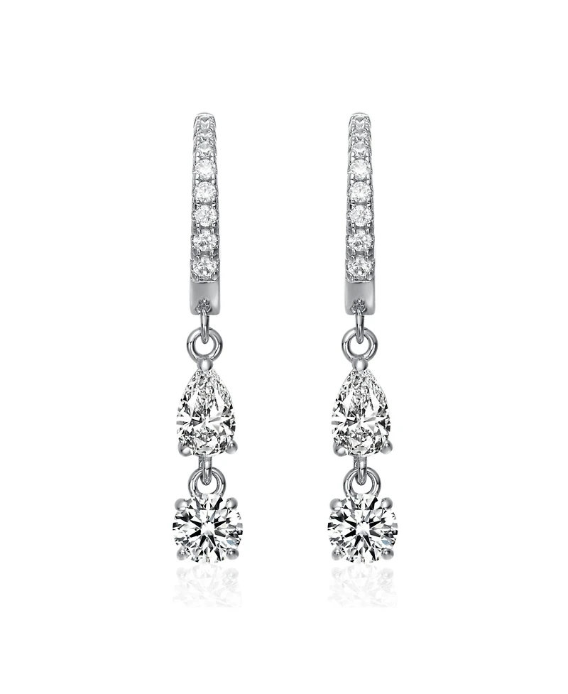 Elegant Two-Stone Dangle Huggie Earrings