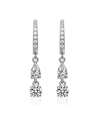 Elegant Two-Stone Dangle Huggie Earrings