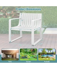 Patio Chairs Set of 4 Weather-resistant Plastic Outdoor Armchairs