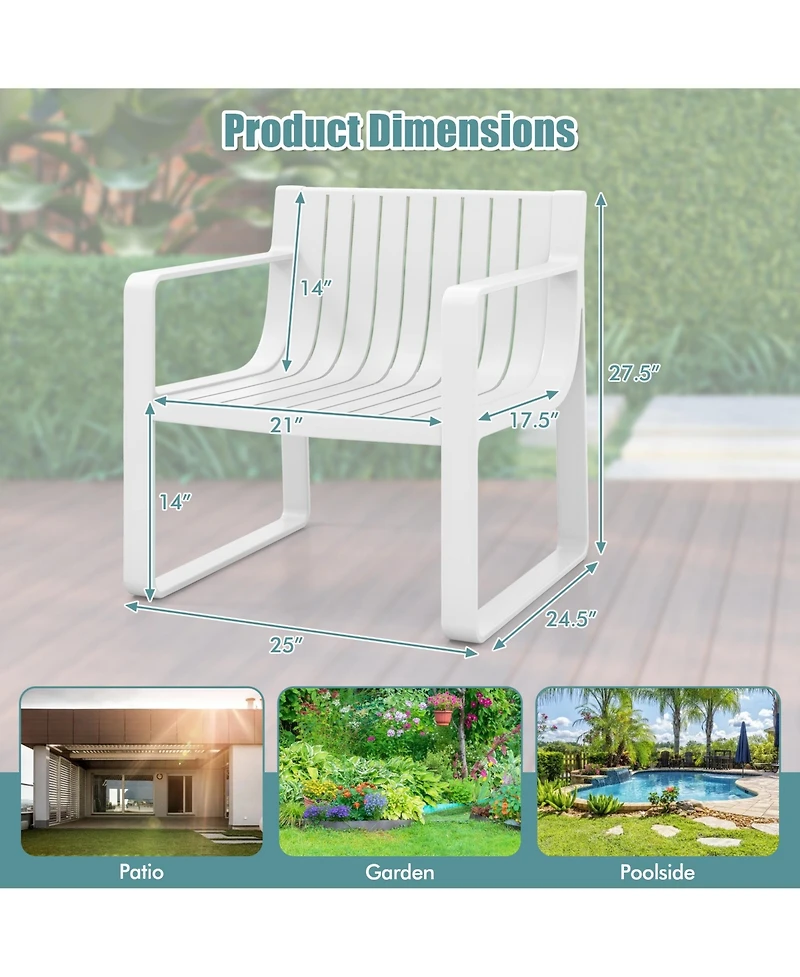 Patio Chairs Set of 4 Weather-resistant Plastic Outdoor Armchairs
