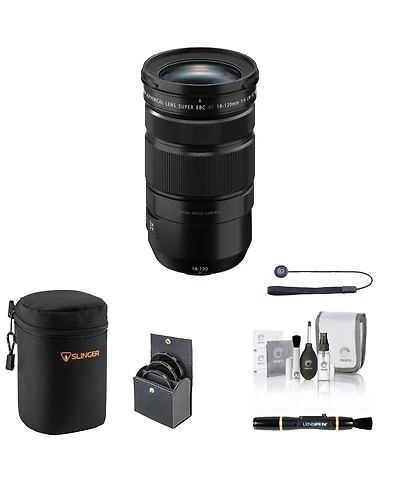 Fujifilm Xf 18-120mm f/4 Lm Pz Wr Lens, Black with 72mm Filter Kit, Soft Lens Case, Lens Cleaner, Cleaning Kit, Universal Lens Cap Tether