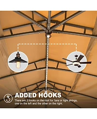 Gazebo 10x14FT, Outdoor with Double Roofs, Privacy Curtains, Mosquito Nettings, Heavy Duty Metal Frame Party Tent Canopy