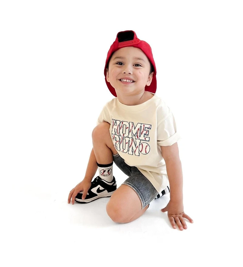 Sweet Wink Toddler Boys Home Run Patch Short Sleeve T-Shirt