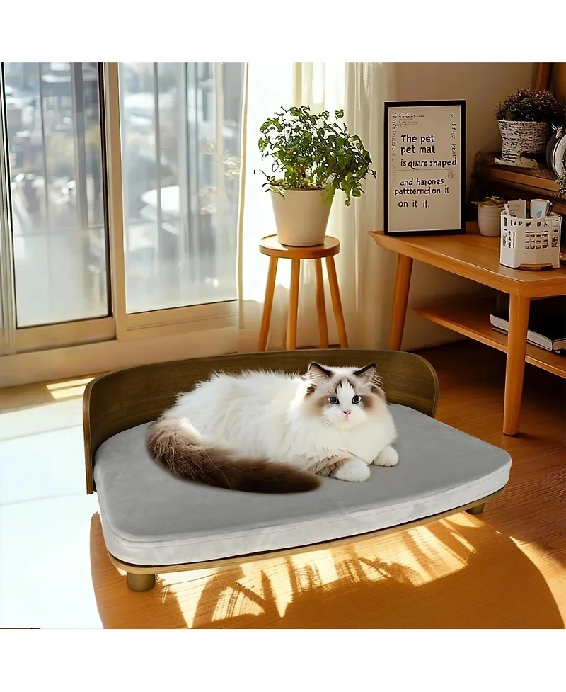 Bingopaw Wooden Bed Stool For Dogs&Cats With Pad