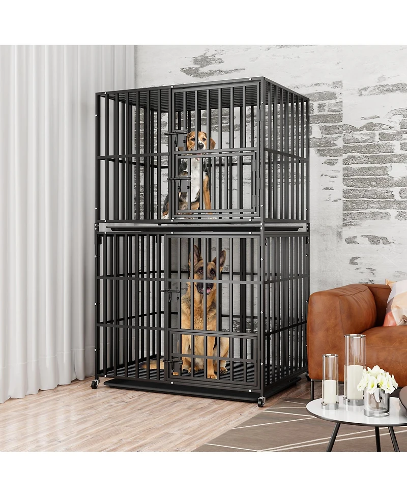 Bingopaw Stackable Heavy-Duty Dog Cage With Casters and Tray