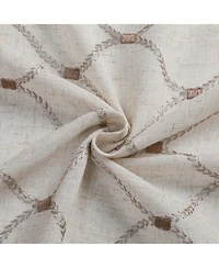 Kate Aurora 1 Piece Vienna Lux Embroidered Linen Blend Semi Sheer Grommet Window Curtain Panel - 84 in. Long