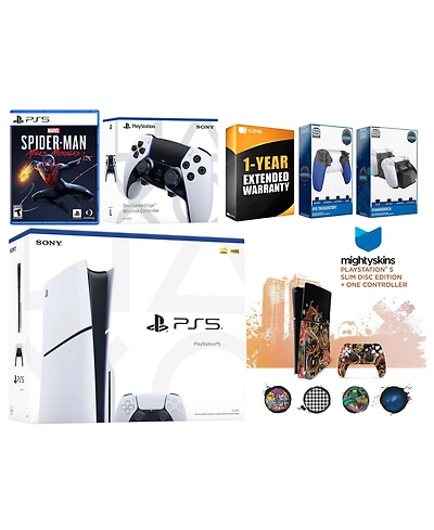 Sony Playstation 5 Slim Disc with Spider-Man: Miles Morales, Extra Edge Controller, Trigger Stop Kit