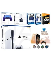 Sony Playstation 5 Slim Disc with White Pulse Headset, Extra Controller, Gamer Kit, Trigger Kit and MightySkins Decal Voucher + 1 Year Cps Extended Wa