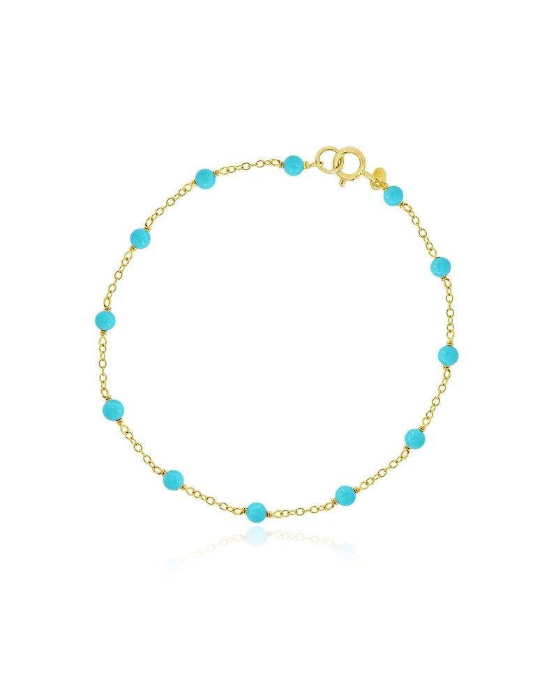 The Lovery Turquoise Bead Chain Bracelet 14K Gold