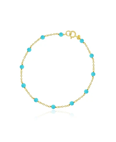 The Lovery Turquoise Bead Chain Bracelet 14K Gold