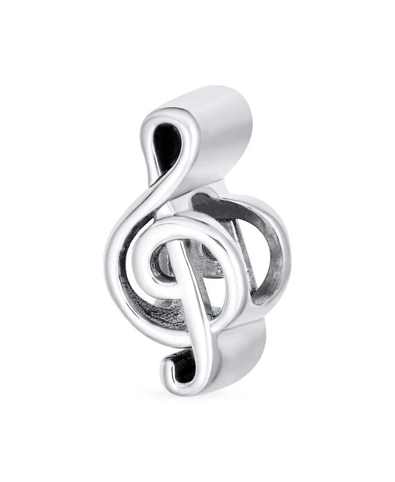 Bling Jewelry Set of 2 Music Notes G Clef & Electric Guitar Charm Bead Sterling Silver