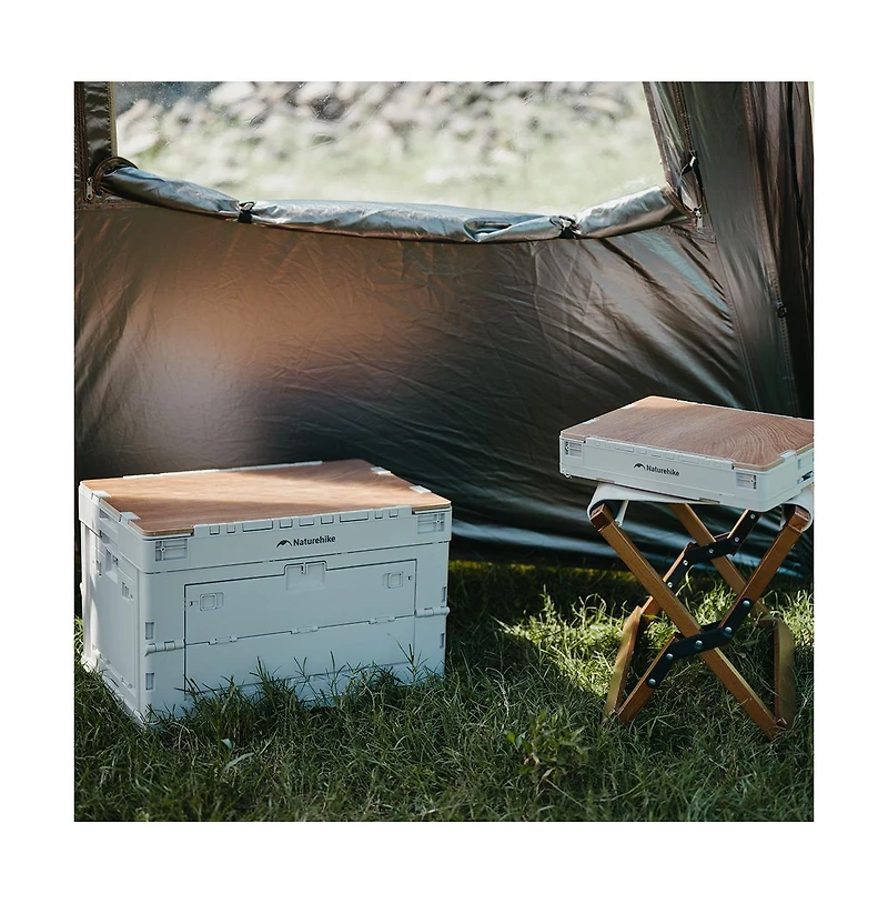 Naturehike Collapsible Storage Box, 23L Car Trunk Storage Box, Foldable Heavy-Duty Plastic Organizer with Lid, Portable Camping & Home Crate