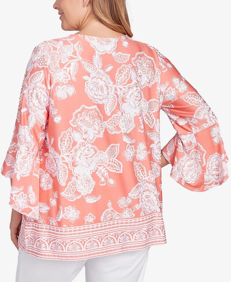 Ruby Rd. Plus Puff Print Ruffle Top