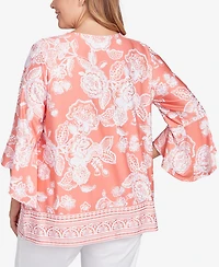 Ruby Rd. Plus Puff Print Ruffle Top