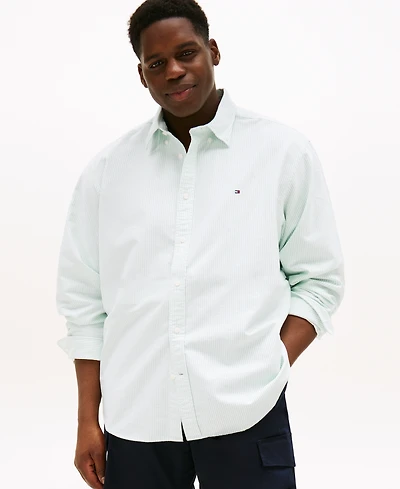 Tommy Hilfiger Men's Big & Tall Relaxed Fit Heritage Stripe Long Sleeve Button-Down Oxford Shirt