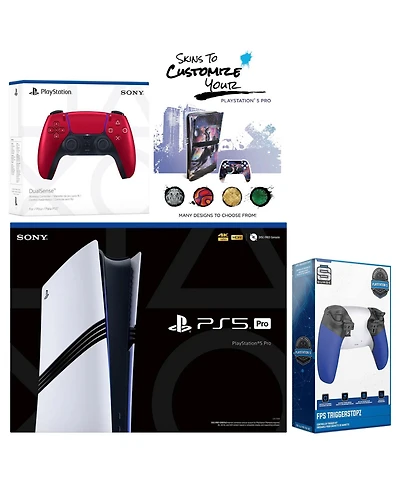 Sony PlayStation 5 Pro with Extra Cosmic Red Controller, Trigger Stop Kit and MightySkins Decal Voucher