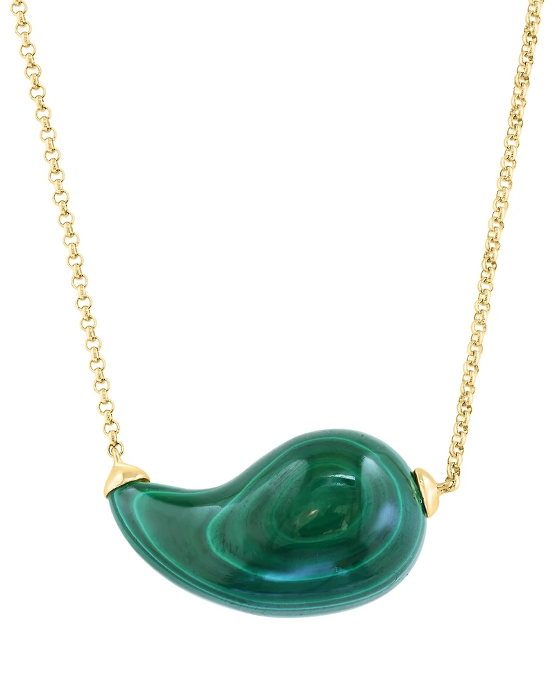 Effy Malachite Curved Teardrop Pendant Necklace in 14k Gold, 15" + 1" extender